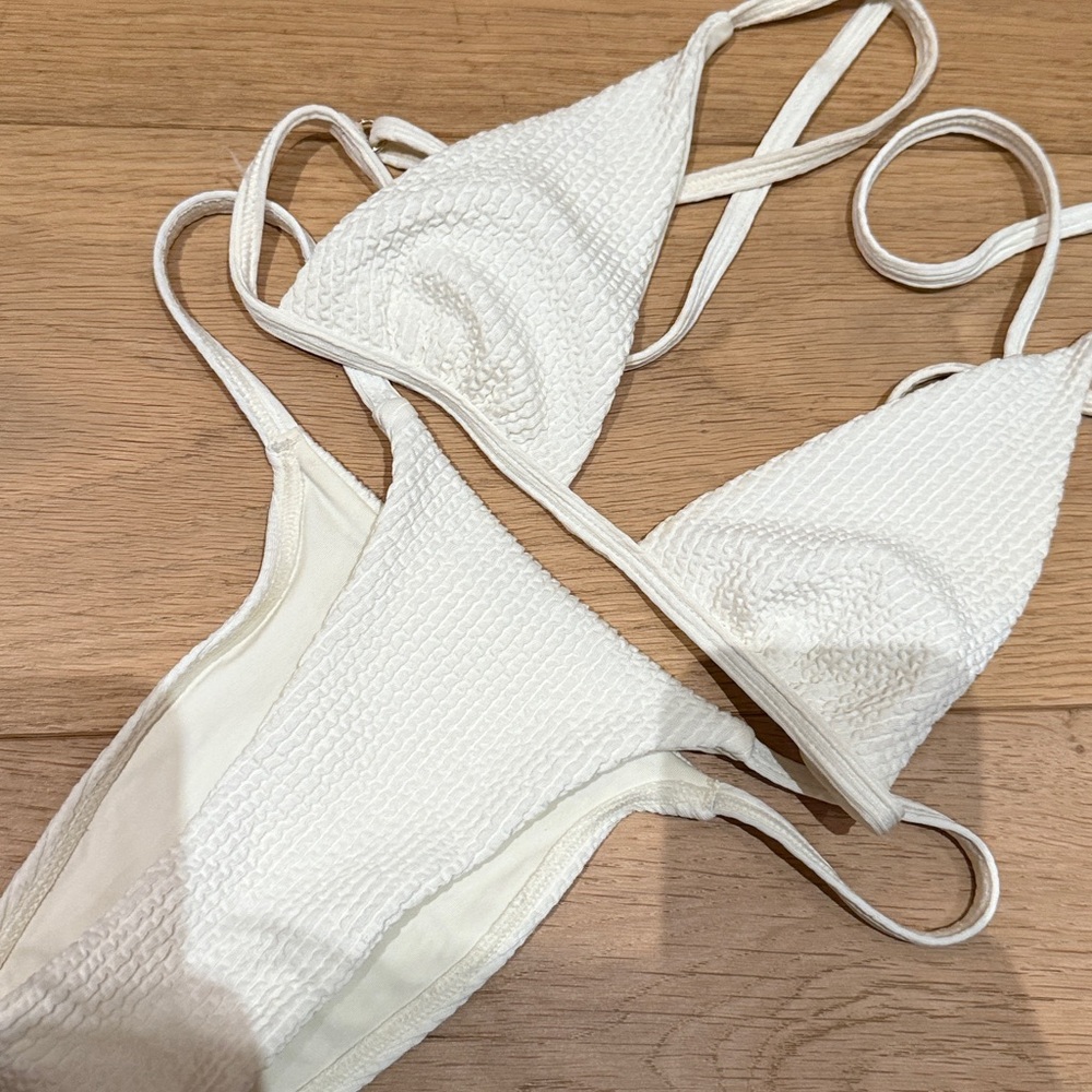 Monday Swim Barbados bikini set in crinkle ivory size P